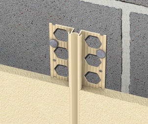 Renderplas movement joint in situ on blockwork Movement joint in situ on blockwork